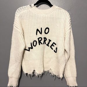 “No Worries” White Sweater